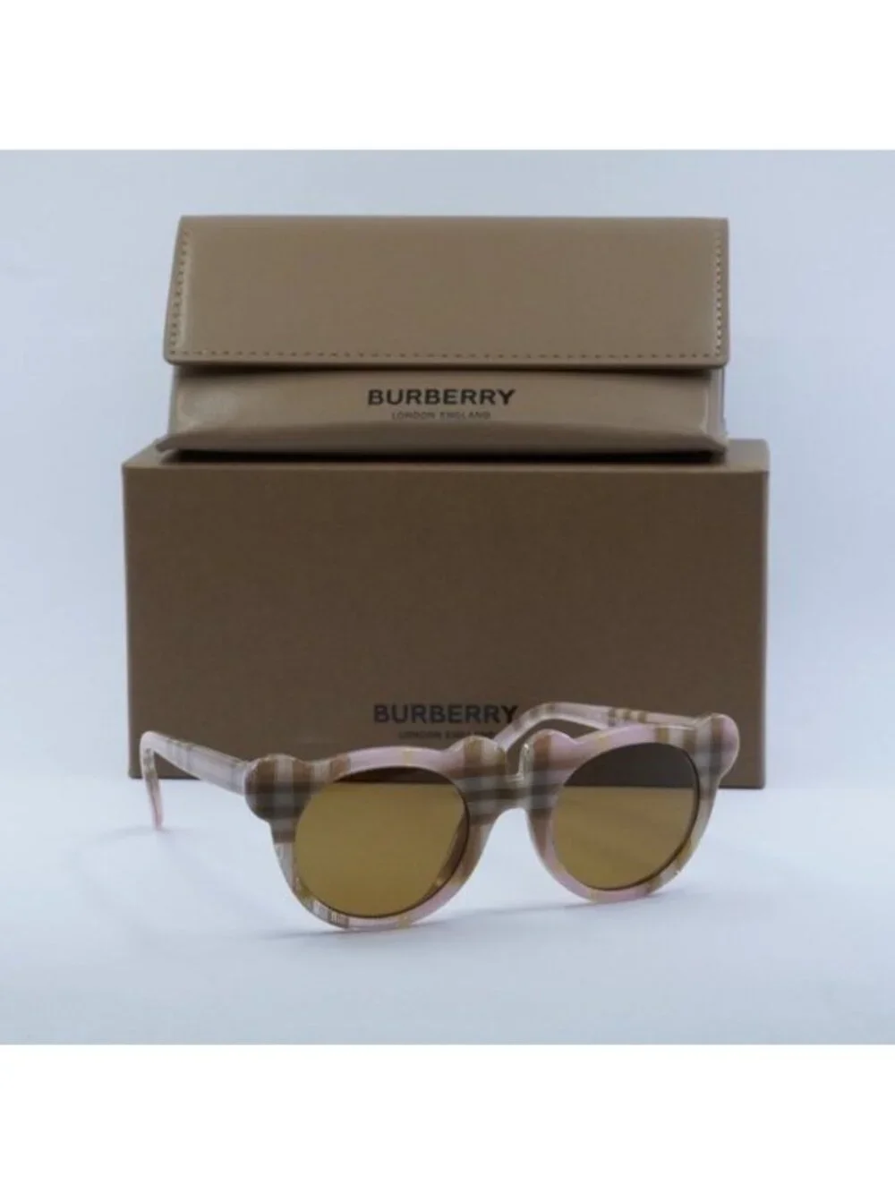 Burberry Kids JB4355 397273 Round Sunglasses - Check Pink/Bronze
